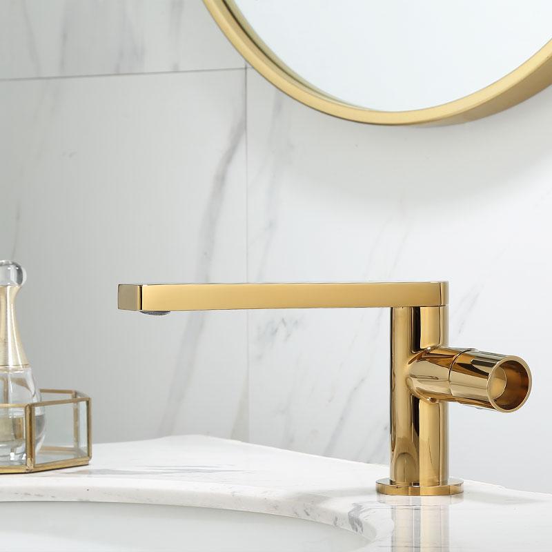 Rubinetto per lavabo Oro Maniglia singola Lavabo in ottone Vanità Bagno