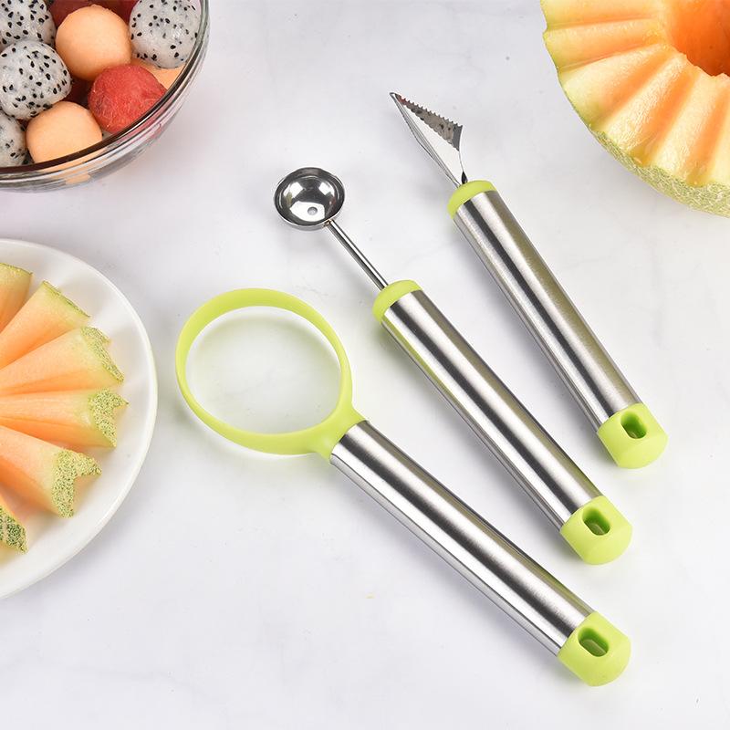 Herramienta de cuchillo para tallar plato de frutas de acero inoxidable de tres piezas