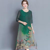 Women Silk Chinese Style Print Dress