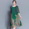 Women Silk Chinese Style Print Dress