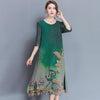 Women Silk Chinese Style Print Dress